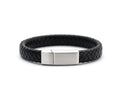 Bracciale in pelle intrecciata con finitura in acciaio spazzolato, chiusura magnetica, lunghezza personalizzata