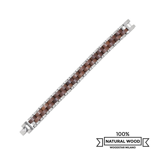 Bracciale da Uomo in Acciaio Inox e Legno, Bracciali di Metallo