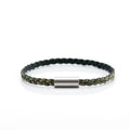 Bracciale sottile in pelle intrecciata, chiusura magnetica in acciaio inossidabile spazzolato