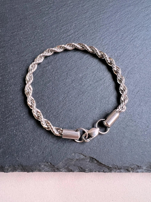 Bracciale da uomo da 4 mm. Catena a corda in acciaio inossidabile