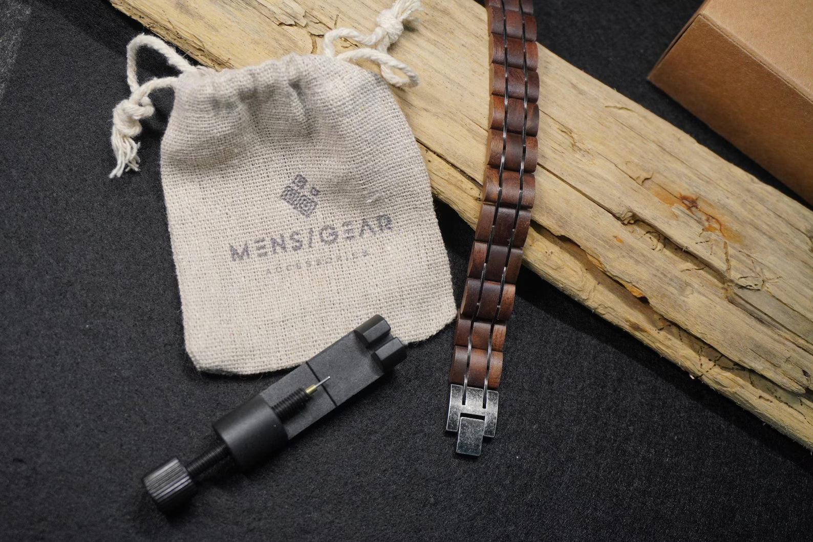 Bracciale da Uomo in Acciaio Inox e Legno