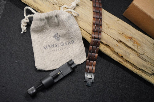 Bracciale da Uomo in Acciaio Inox e Legno