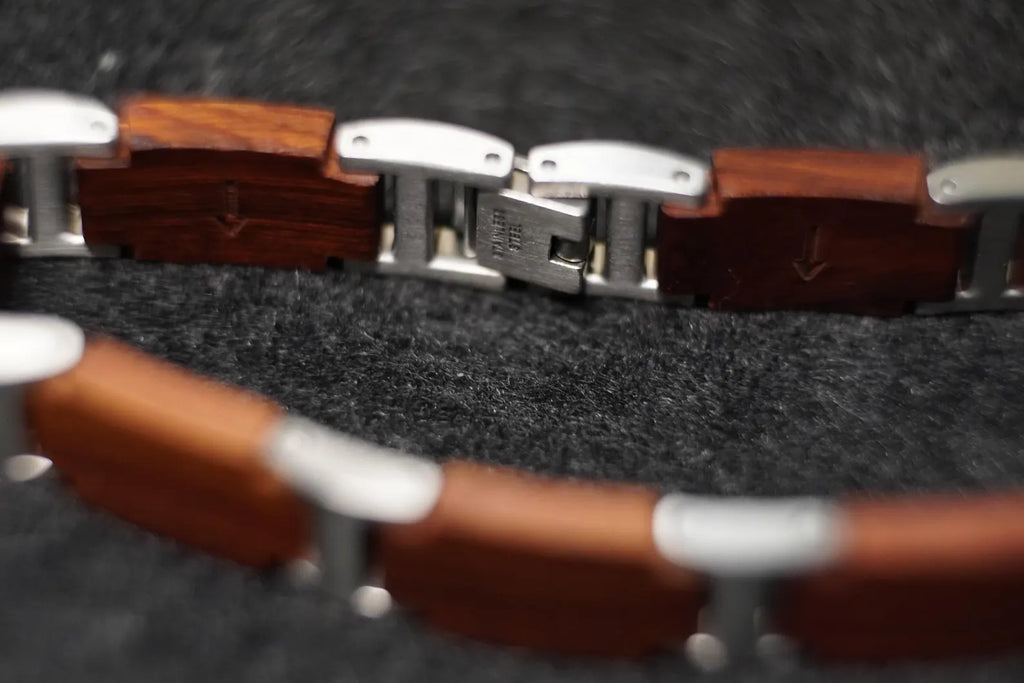 Bracciale da Uomo in Acciaio Inox e Legno