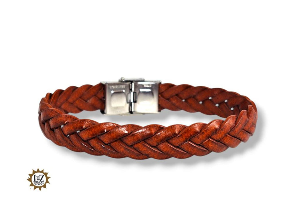 Bracciale uomo in pelle intrecciata