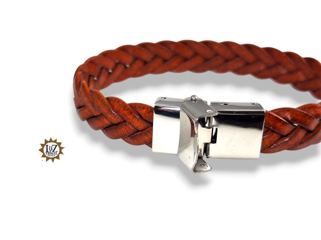 Bracciale uomo in pelle intrecciata