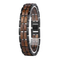 Bracciale da Uomo in Acciaio Inox e Legno Regolabile