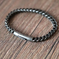 Bracciale a catena Foxtail in acciaio inossidabile con finitura ossidata opaca scura