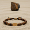 Bracciale in occhio di tigre da 6 mm: pietra preziosa naturale, acciaio inossidabile