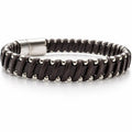 Bracciale in vera pelle con acciaio inox 316L | Bracciale ipoallergenico da uomo