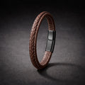 Bracciale in pelle intrecciata fatto a mano | Chiusura in acciaio inox