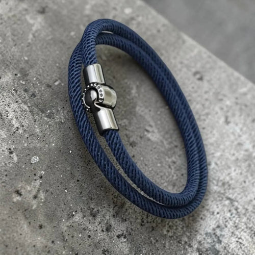 Bracciale da uomo a doppio strato in corda - Chiusura magnetica in acciaio inossidabile, stile minimalista