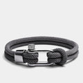 Bracciale in corda nautica in titanio - Chiusura a grillo in argento unisex