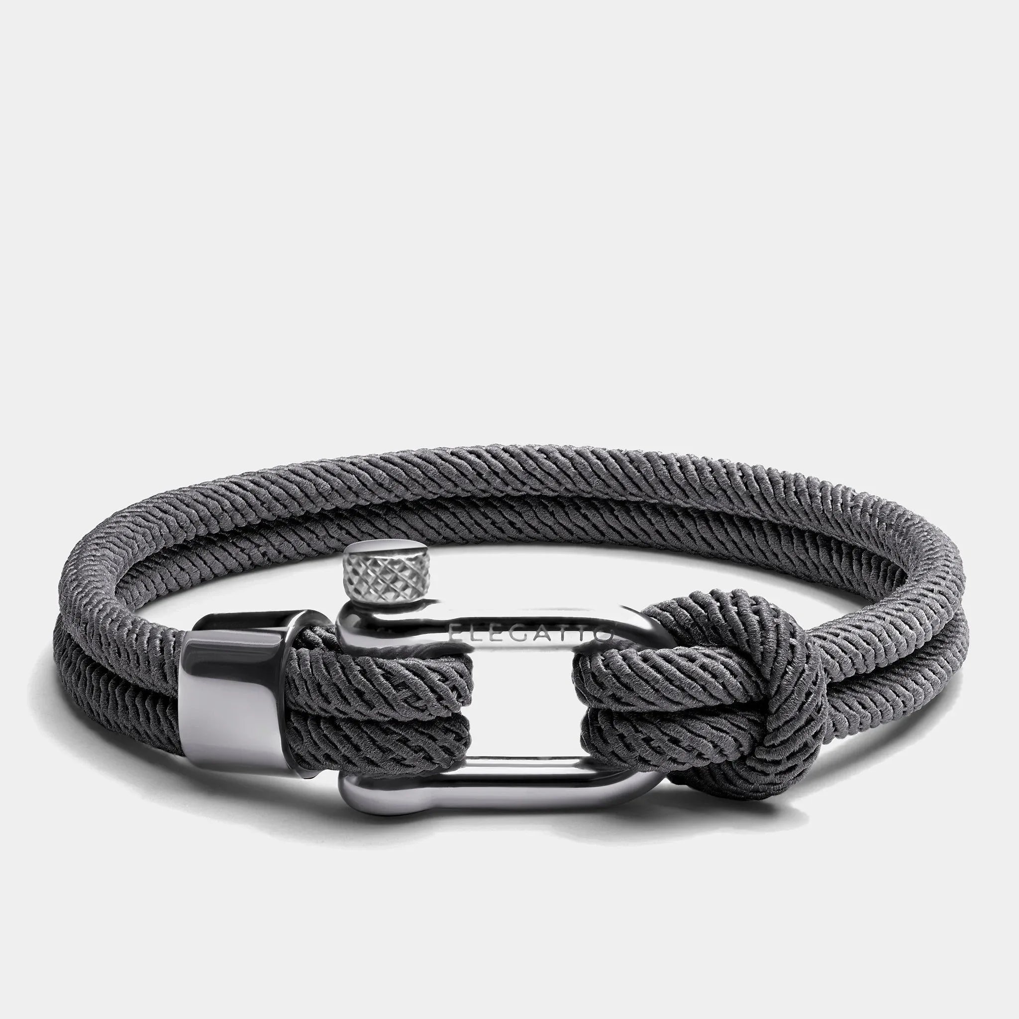 Bracciale in corda nautica in titanio - Chiusura a grillo in argento unisex
