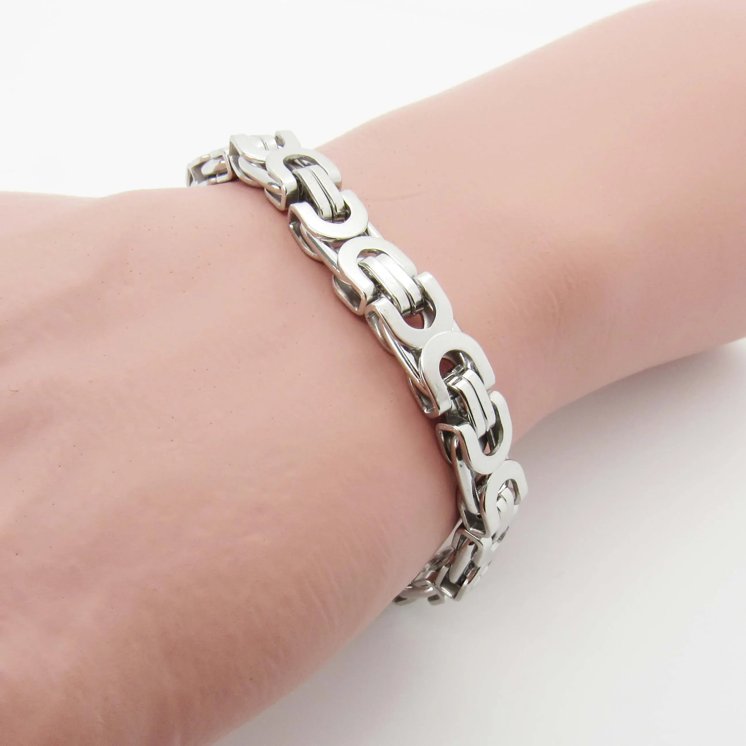 Bracciale a catena a maglie piatte in acciaio inossidabile