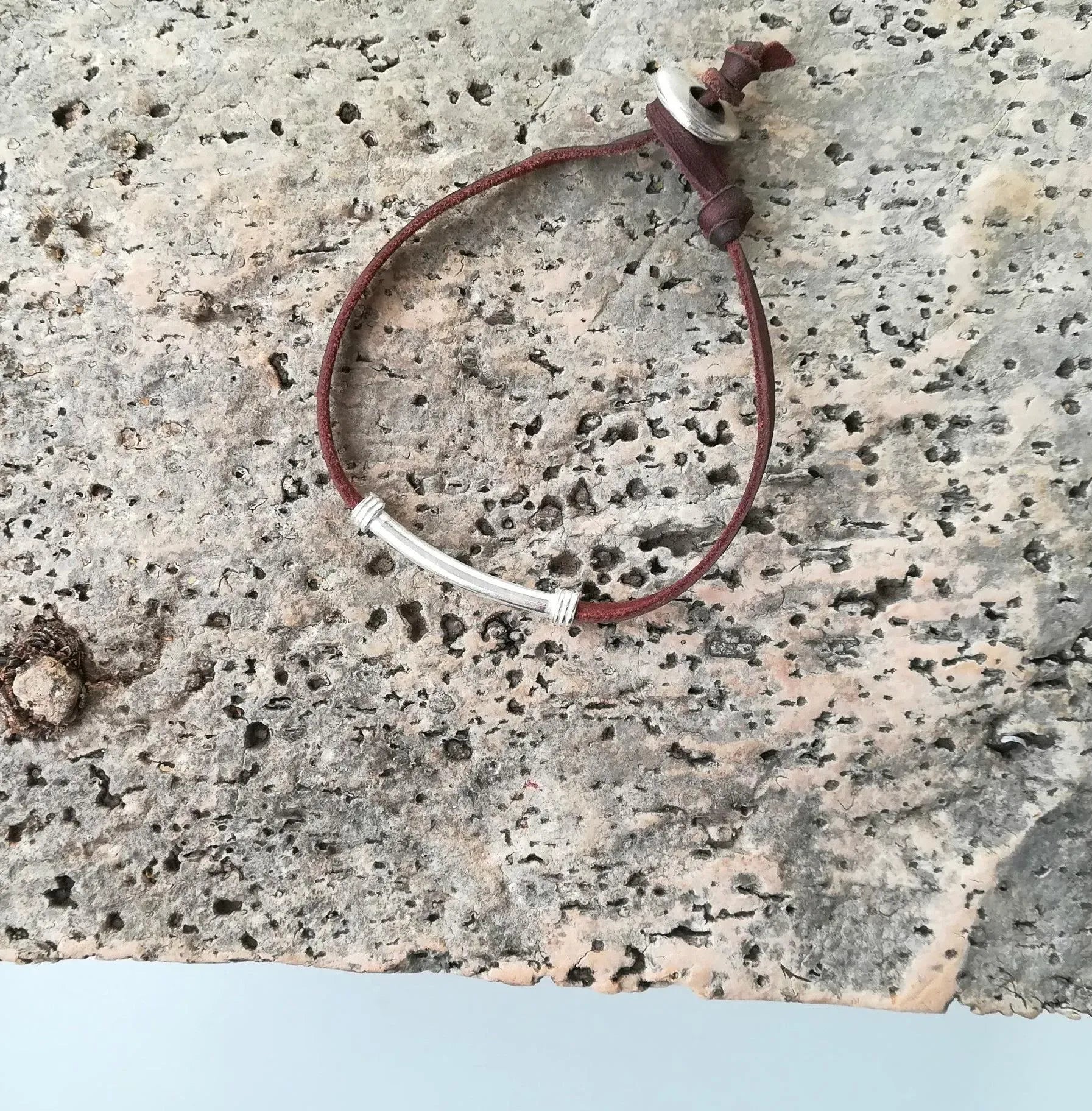 Bracciale in pelle e argento sterling